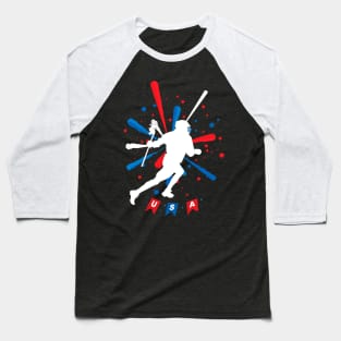 Lacrosse Usa American Flag Baseball T-Shirt